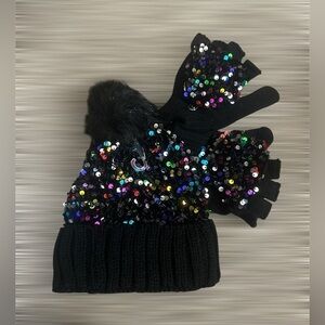 Justice Kids Hat and Fingerless Gloves